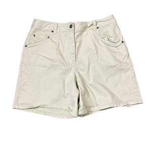 Talbots Stretch Chino Shorts‎ Solid Flat Front Hi-Rise Women Size 10 Light Green